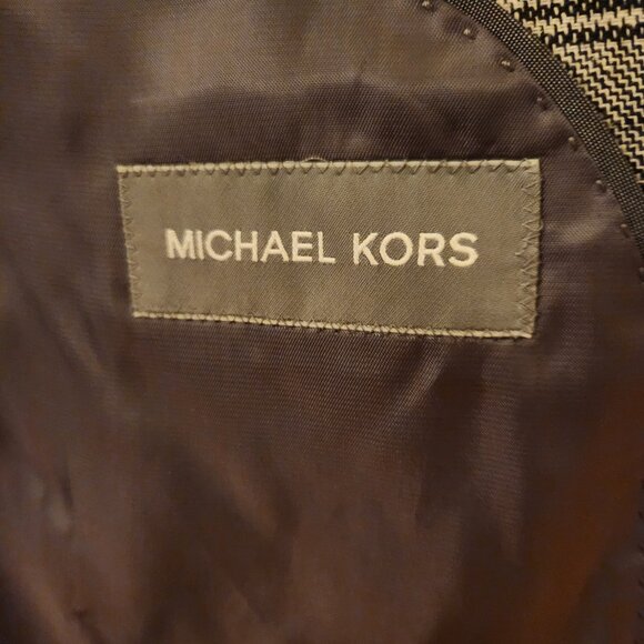 Michael Kors Black Herringbone Plaid Sport Coat Blazer Cotton & Linen Men's 42R - Picture 11 of 16
